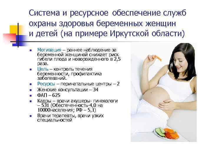 Система и ресурсное обеспечение служб охраны здоровья беременных женщин и детей (на примере Иркутской