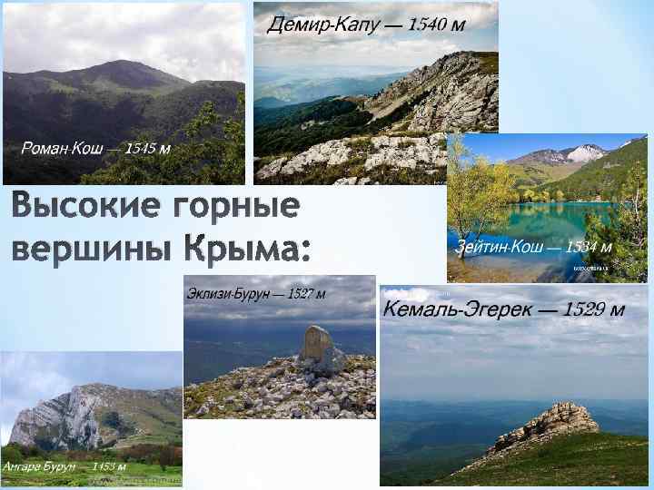 Высокие горные вершины Крыма: 