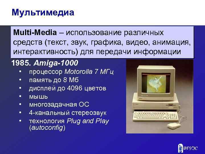 Мультимедиа Multi-Media – использование различных средств (текст, звук, графика, видео, анимация, интерактивность) для передачи