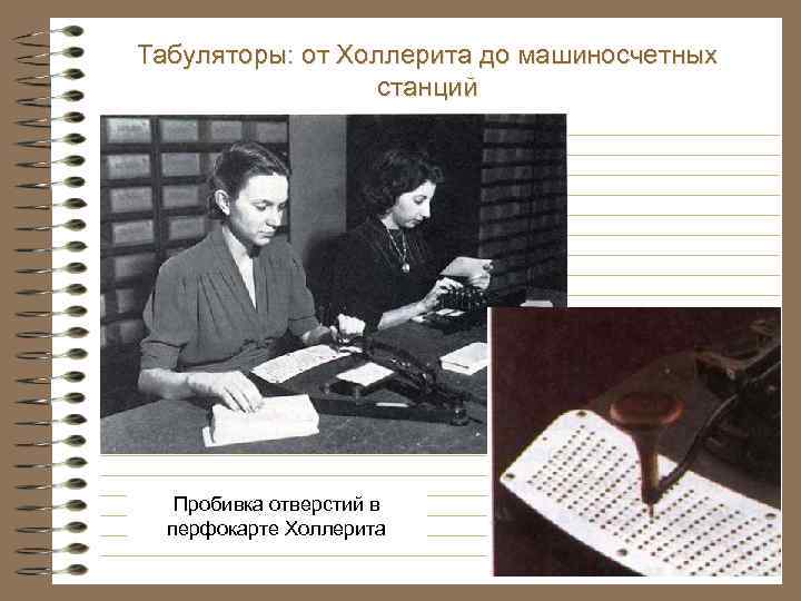 Табуляторы: от Холлерита до машиносчетных станций Пробивка отверстий в перфокарте Холлерита 