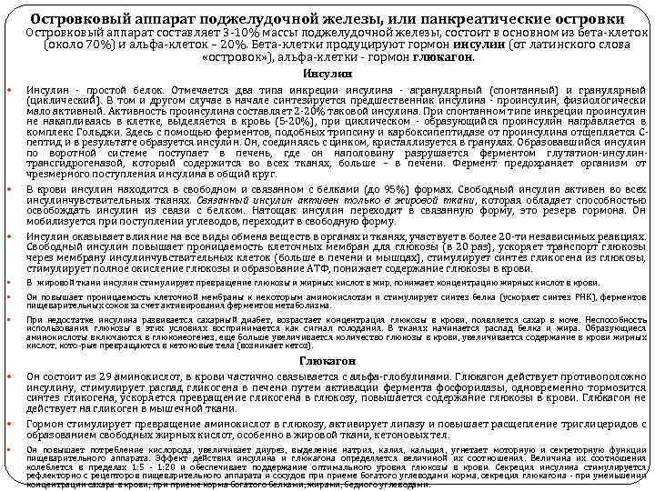 Островковый аппарат поджелудочной железы, или панкреатические островки Островковый аппарат составляет 3 10% массы поджелудочной