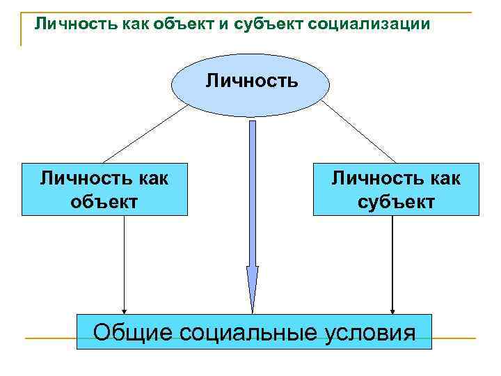 Личность как объект и субъект социализации Личность как объект Личность как субъект Общие социальные