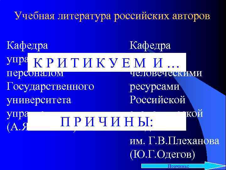 Учебная литература российских авторов Кафедра управления Т И К У Еуправления КРИ М И…