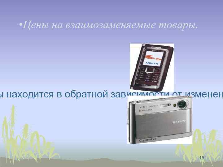  • Цены на взаимозаменяемые товары. ы находится в обратной зависимости от изменен 15