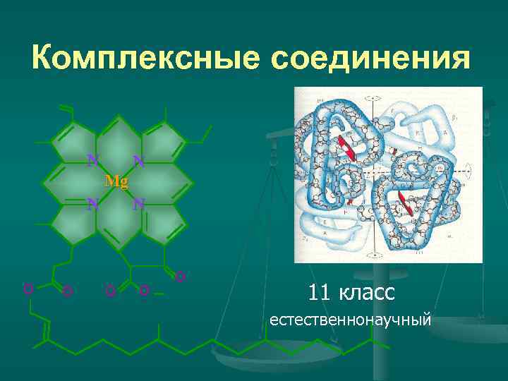 Комплексные соединения N Mg N О О N N О О O 11 класс