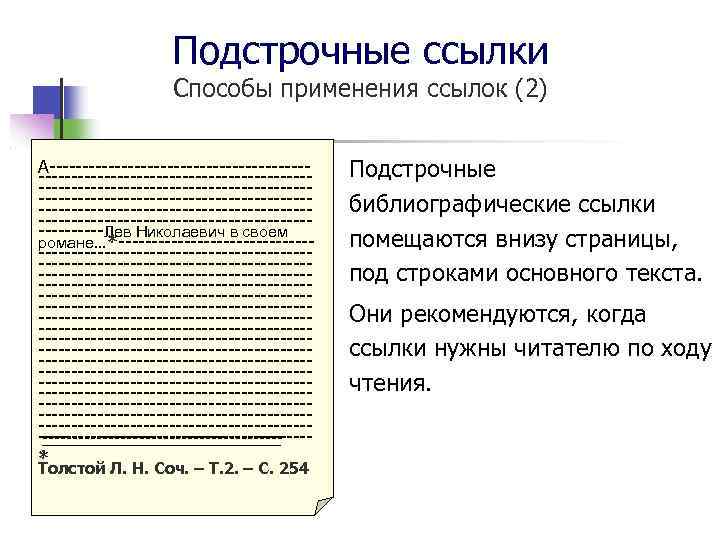 Подстрочные ссылки Способы применения ссылок (2) А-------------------------------------------------------------------------------------------------------------------------------Лев Николаевич в своем романе. . . *------------------------------------------------------------------------------------------------------------------------------------------------------------------------------------------------------------------------------------------------------------------------------------------------------------------------------------------------------------------------------------------------*