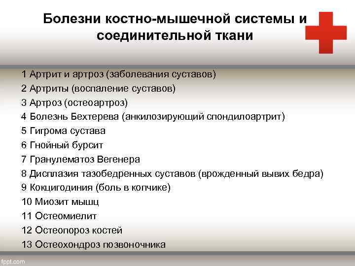 Болезни костно-мышечной системы и соединительной ткани 1 Артрит и артроз (заболевания суставов) 2 Артриты