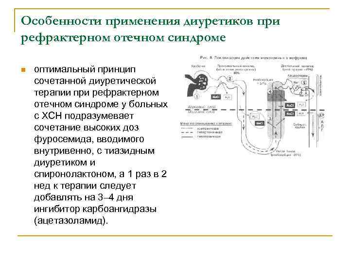 Особенности применения диуретиков при рефрактерном отечном синдроме n оптимальный принцип сочетанной диуретической терапии при