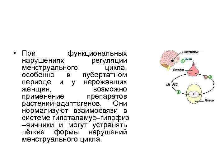  • При функциональных нарушениях регуляции менструального цикла, особенно в пубертатном периоде и у