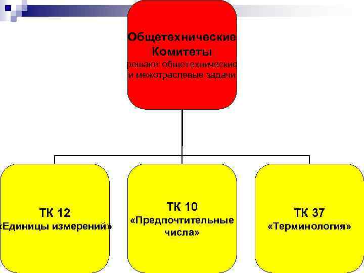 Общетехнические Комитеты решают общетехнические и межотраслевые задачи ТК 12 «Единицы измерений» ТК 10 «Предпочтительные