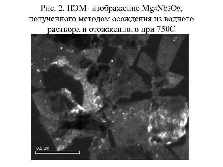 Рис. 2. ПЭМ- изображение Mg 4 Nb 2 O 9, полученного методом осаждения из