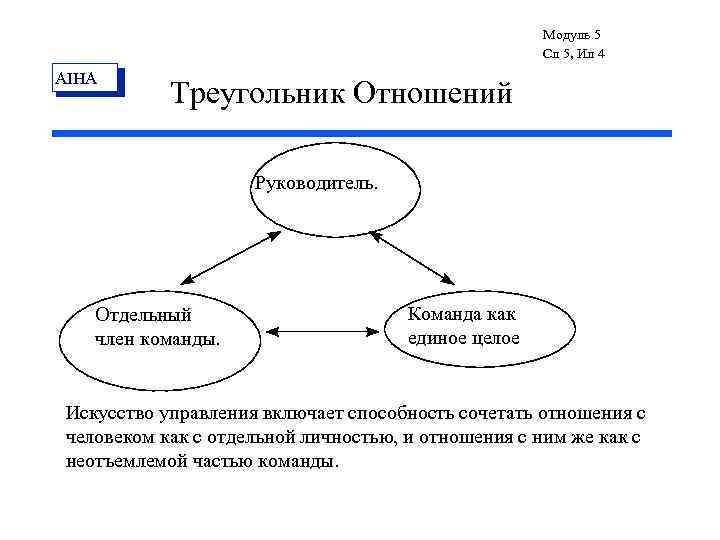 Модуль 5 Сл 5, Ил 4 AIHA Треугольник Отношений Руководитель. Отдельный член команды. Команда