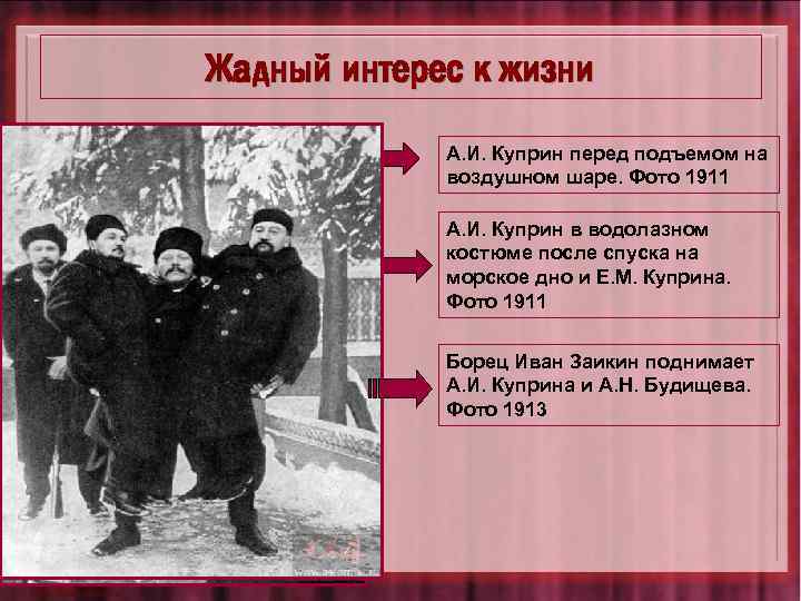 Жадный интерес к жизни А. И. Куприн перед подъемом на воздушном шаре. Фото 1911