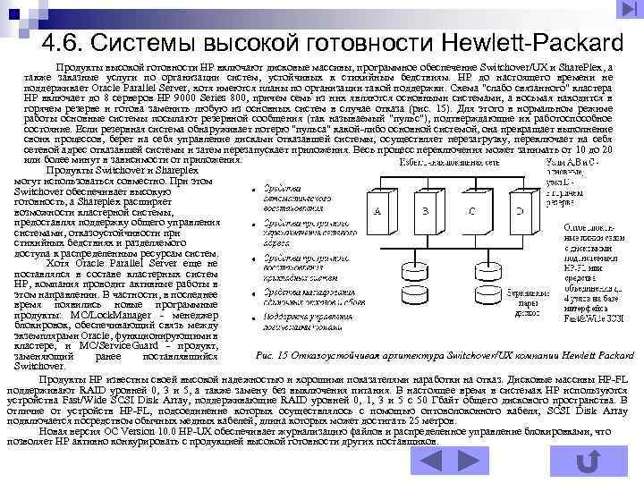 4. 6. Системы высокой готовности Hewlett-Packard Продукты высокой готовности HP включают дисковые массивы, программное