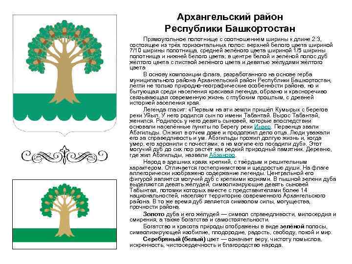 Архангельский район Республики Башкортостан Прямоугольное полотнище с соотношением ширины к длине 2: 3, состоящее