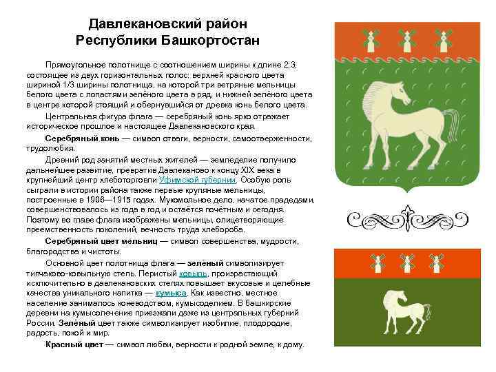 Давлекановский район Республики Башкортостан Прямоугольное полотнище с соотношением ширины к длине 2: 3, состоящее