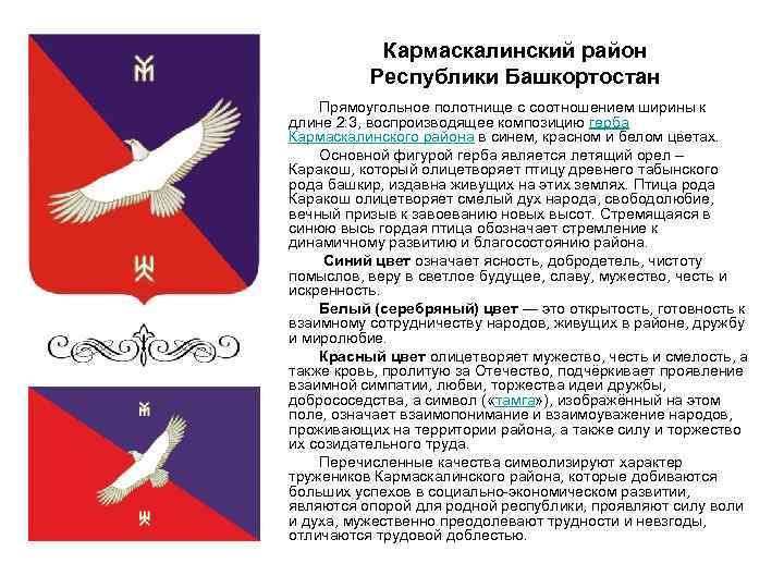 Кармаскалинский район Республики Башкортостан Прямоугольное полотнище с соотношением ширины к длине 2: 3, воспроизводящее