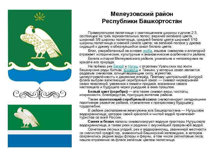 Мелеузовский район Республики Башкортостан Прямоугольное полотнище с соотношением ширины к длине 2: 3, состоящее