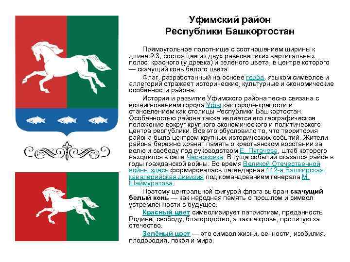 Уфимский район Республики Башкортостан Прямоугольное полотнище с соотношением ширины к длине 2: 3, состоящее