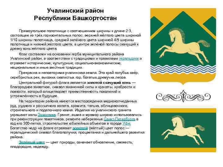 Учалинский район Республики Башкортостан Прямоугольное полотнище с соотношением ширины к длине 2: 3, состоящее