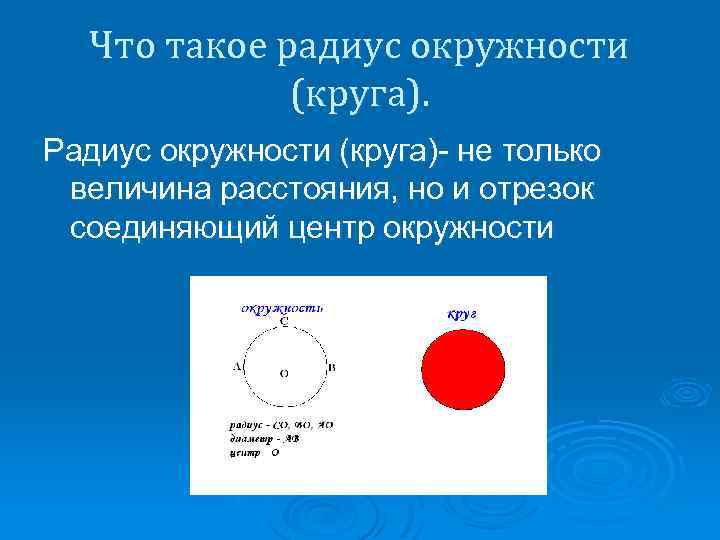 Что такое радиус окружности (круга). Радиус окружности (круга)- не только величина расстояния, но и