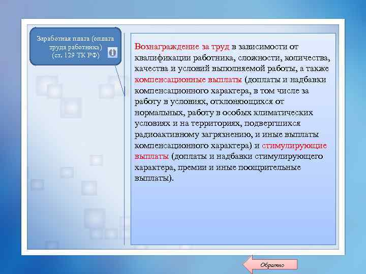 Заработная плата (оплата труда работника) (ст. 129 ТК РФ) Вознаграждение за труд в зависимости