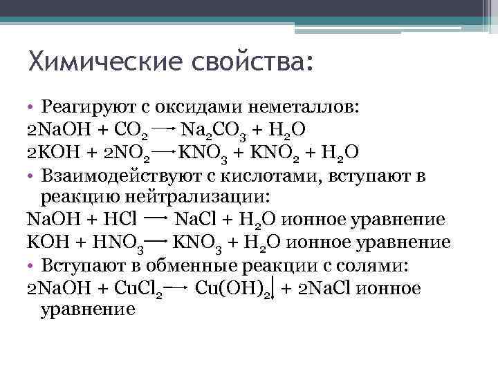 Соединения щелочи