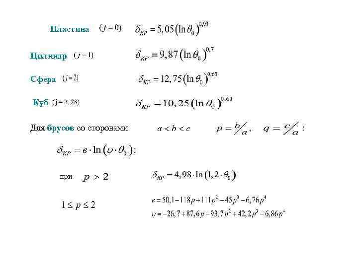 Пластина Цилиндр Сфера Куб Для брусов со сторонами при 