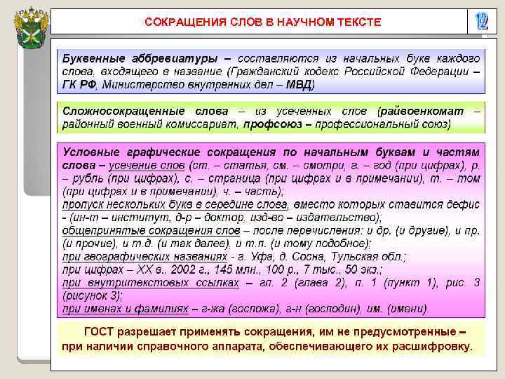 СОКРАЩЕНИЯ СЛОВ В НАУЧНОМ ТЕКСТЕ 