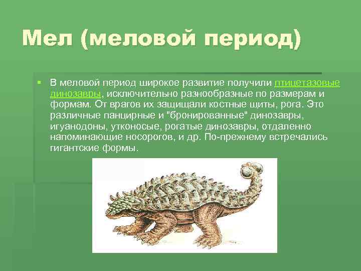 Период мезозоя сканворд 5. Меловой период развитие жизни. Меловой период временные рамки. Панцирные динозавры. Меловой период и другие периоды.