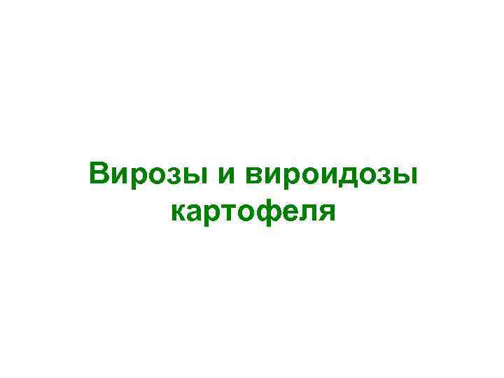 Вирозы и вироидозы картофеля 