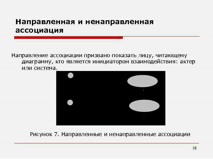 Направленная и ненаправленная ассоциация Направление ассоциации призвано показать лицу, читающему диаграмму, кто является инициатором