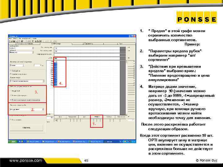 1. 2. 1. ”Действия при превышении предела” выбрано прим. : ”Пиление предотвращено и цена