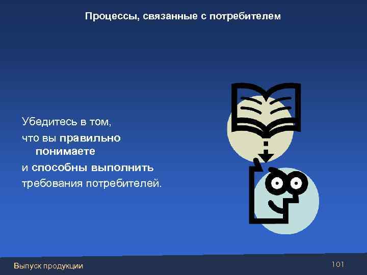 Процессы, связанные с потребителем Убедитесь в том, что вы правильно понимаете и способны выполнить