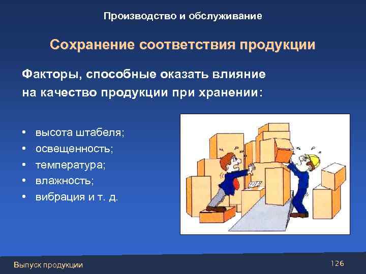 Производство и обслуживание Сохранение соответствия продукции Факторы, способные оказать влияние на качество продукции при