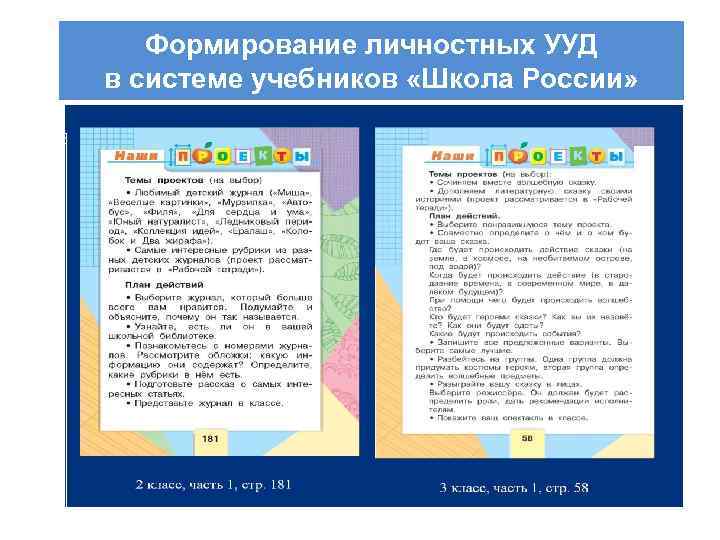 Формирование личностных УУД в системе учебников «Школа России» 