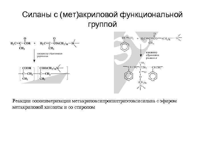 Силаны с (мет)акриловой функциональной группой Реакции сополимеризации метакрилоксипропилтриэтоксисилана с эфиром метакриловой кислоты и со