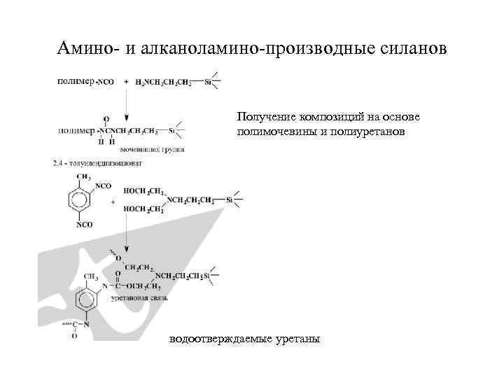 Амино- и алканоламино-производные силанов Получение композиций на основе полимочевины и полиуретанов водоотверждаемые уретаны 