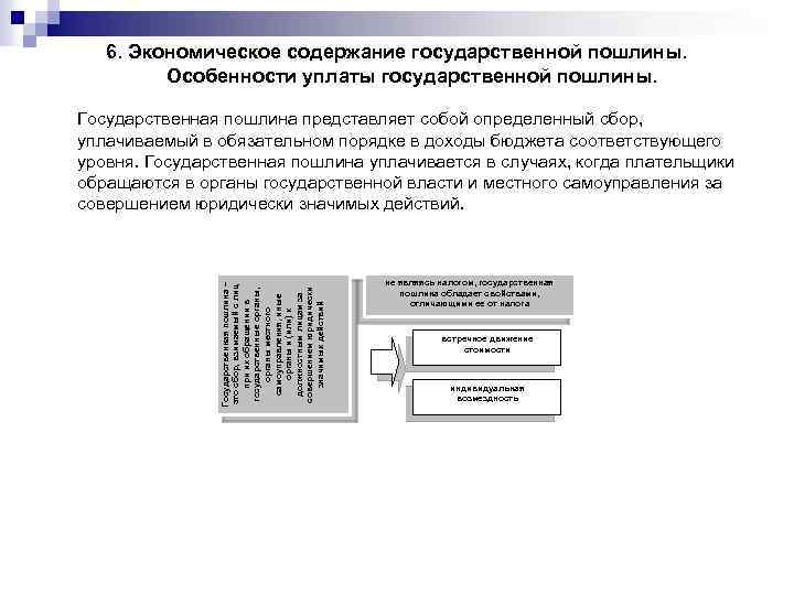 6. Экономическое содержание государственной пошлины. Особенности уплаты государственной пошлины. Государственная пошлина – это сбор,