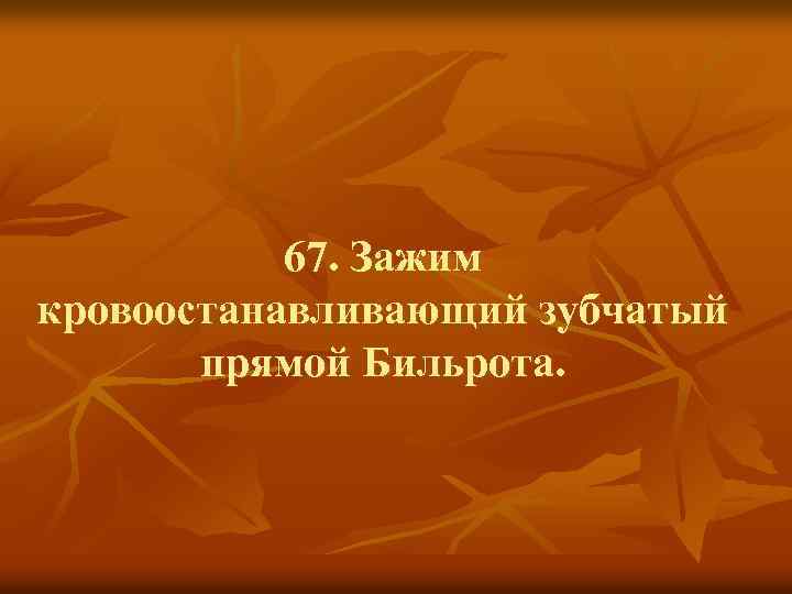 67. Зажим кровоостанавливающий зубчатый прямой Бильрота. 