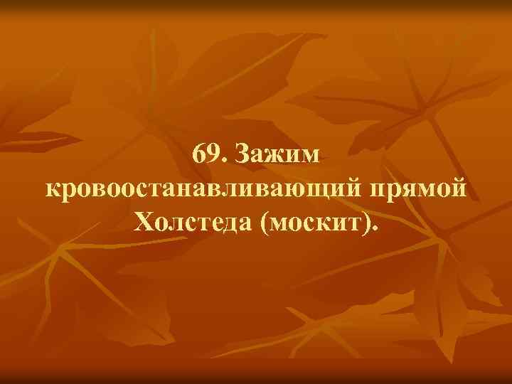 69. Зажим кровоостанавливающий прямой Холстеда (москит). 