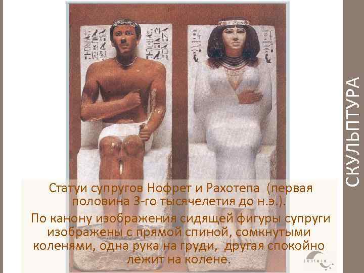 СКУЛЬПТУРА Статуи супругов Нофрет и Рахотепа (первая половина 3 -го тысячелетия до н. э.