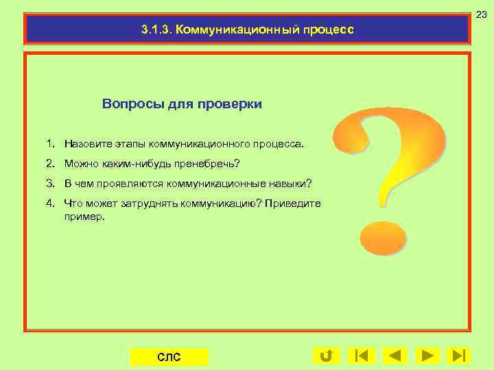 23 3. 1. 3. Коммуникационный процесс Вопросы для проверки 1. Назовите этапы коммуникационного процесса.