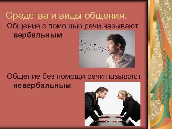 Средства и виды общения. Общение с помощью речи называют вербальным Общение без помощи речи