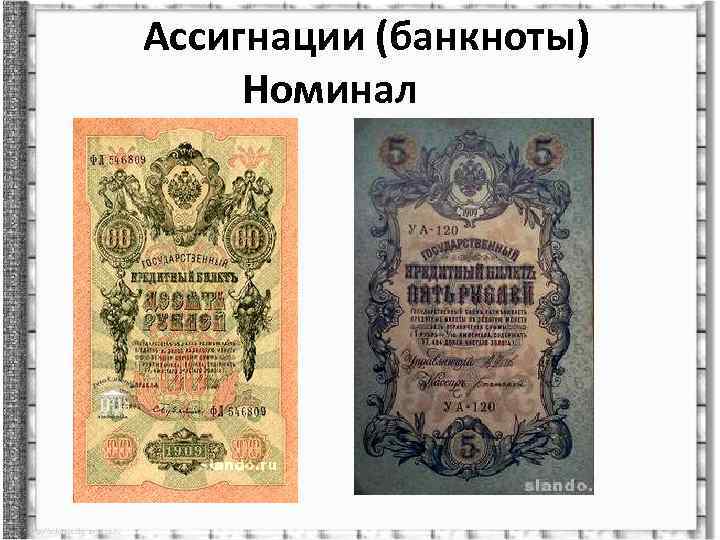 Ассигнации (банкноты) Номинал 