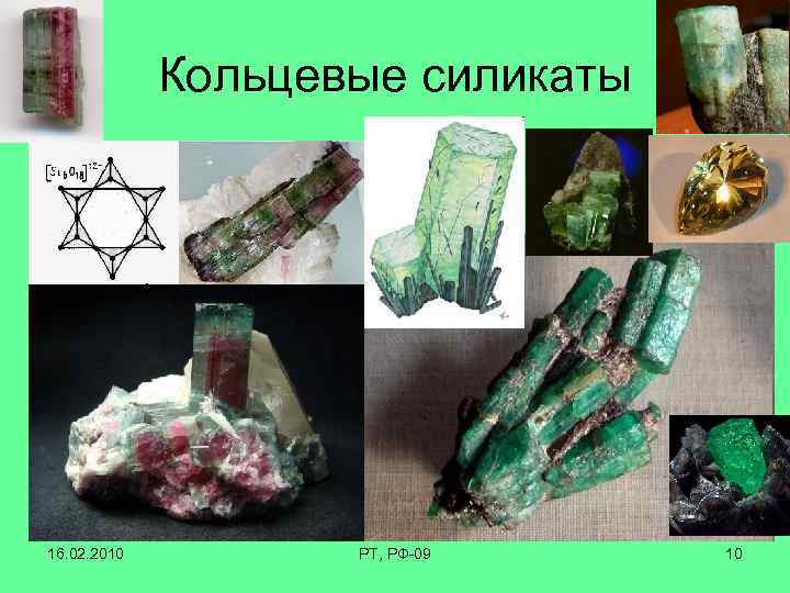 Кольцевые силикаты 16. 02. 2010 РТ, РФ-09 10 