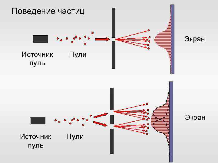 Поведение частиц Экран Источник пуль Пули 