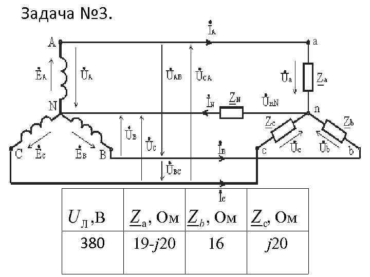 Задача № 3. , В , Ом 380 19 -j 20 , Ом 16