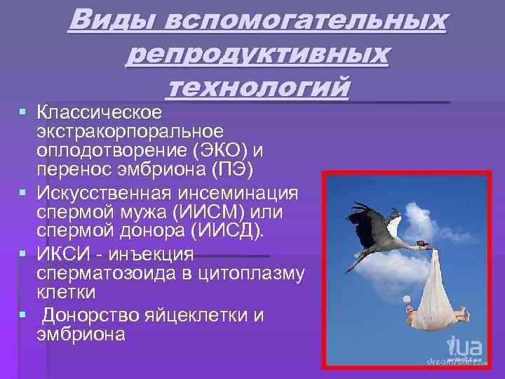 Виды вспомогательных репродуктивных технологий § Классическое экстракорпоральное оплодотворение (ЭКО) и перенос эмбриона (ПЭ) §