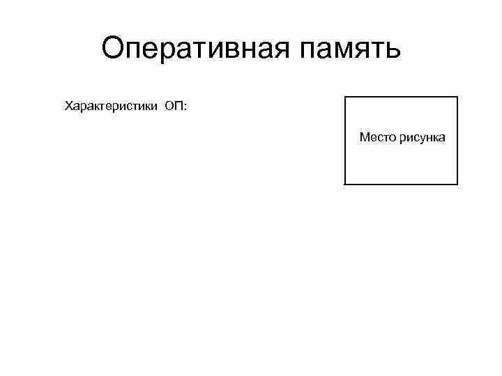 Оперативная память Характеристики ОП: Место рисунка 